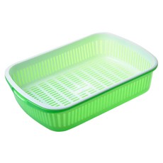 震嶸塑膠 萬用林 雙層瀝水籃, 綠色, 1個