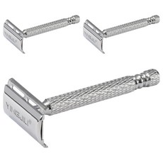 코메리 클래식 안전 양날 면도기 금속 실버 B0595, 1개입, 3개