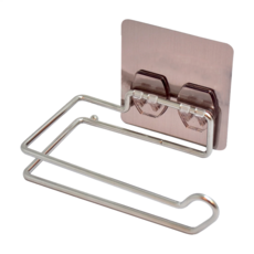 Easy 易立家 無痕掛勾 捲筒衛生紙架 不鏽鋼架14.5 x 7.5 x 4cm 貼片8 x 8cm 100g, 銀色, 1組