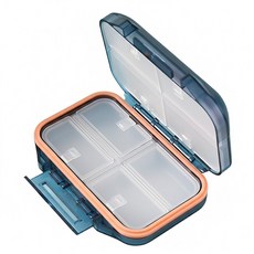 iSFun 雙重附蓋 微透式密封收納7格藥盒, 藍色, 1個