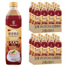 金車 MR.BROWN 伯朗咖啡 鮮萃奶茶, 580ml, 48瓶