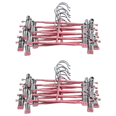 奈米防滑無痕褲架, 10入套裝, 不鏽鋼材質, 可伸縮, 承重強, 粉色, 2組