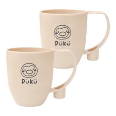 PUKU 藍色企鵝 漱口杯 台灣製 好握把手 水果印圖 240ml, 黃色, 2個