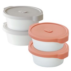 Iwooa Ongi 陶瓷微波爐湯碗 2款 x 2入組, 1套, 柔和珊瑚色 + 現代米色