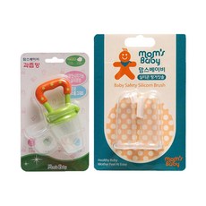 mom's Baby 蔬果咬合奶嘴+手指刷2入組, 綠色, 1組