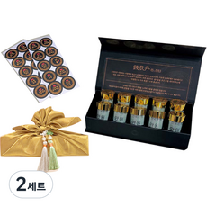 LOVELY FARM 錢診丹 韓藥 零用錢盒 10格 + 包袱巾 + 流蘇裝飾 2入 + 說明書 + 圓形貼紙 全套組合, 金色(包袱巾), 隨機出貨(流蘇裝飾), 2套