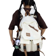 日系簡約無印風新款純色多層次魔術大空間收納出國登機防撥水雙肩抗震後背包 電腦包 減壓 470g, 白色