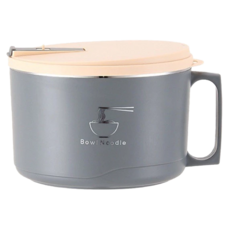 可瀝水不鏽鋼泡麵碗, 1700ml, 附瀝水口, 防滑手柄, 太空灰, 1個