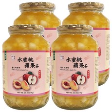 韓味不二 水蜜桃蘋果茶果醬 富含果肉 補充能量, 1kg, 1入, 4罐