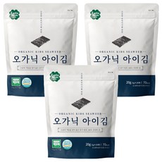 룰루맘 오가닉 아이김 20봉, 김맛, 3개, 20g