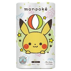 maRUTOmi 丸富製紙 monpoke寶可夢 雙層捲筒衛生紙 100%原生木漿 糖果香味, 25m, 12捲, 1組