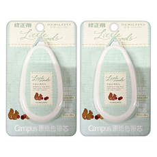 KOKUYO little woods 可替換式修正帶 5mm×8m 象牙白, 綠色, 2入