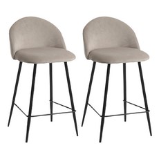 MH家居 天鵝絨吧台椅, 2個, 米色
