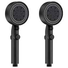 五檔SPA一鍵增壓止水蓮蓬頭, 黑色, 2個