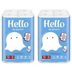 Hello Tissue Clean Nature 天然紙漿 3層 高級捲筒衛生紙, 2個, 27m, 12捲