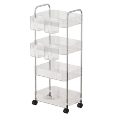 FAmILyLIFE 生活 透明附輪夾縫4層置物架 基本款 附掛籃4個, A-214, 1個