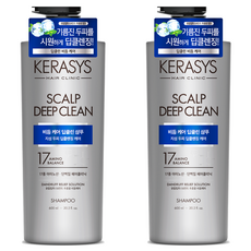 케라시스 두피 비듬케어 딥클린 쿨링 단백질 샴푸, 600ml, 2개