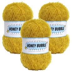 니뜨 허니버블 수세미 뜨개실 90g, 3개, 05머스타드