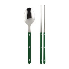 메종오브제 파르베 1인 수저 세트, 그린, 디너 스푼 + 젓가락, 1세트