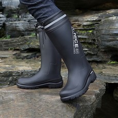 RNICE River Fox 騎士機車雨靴 D-28 靴口, 黑色