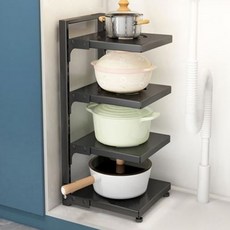 DLNR 平底鍋收納架, 4層, 黑色, 1個