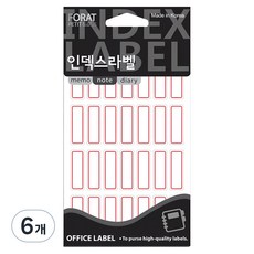 쁘띠팬시 인덱스라벨 일반 견출지 20-209R, 빨강, 18개입, 6개