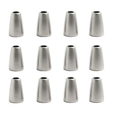 現代霧面繩扣鐘型繩尾夾, 12個, 銀色