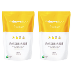 mammyshop 媽咪小站 奶瓶蔬果洗潔液補充包, 600ml, 2包