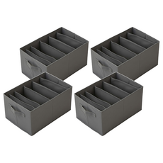 JOSIC 特大折疊分格收納盒 6格 44 x 30 x 20cm 深灰色, 4個