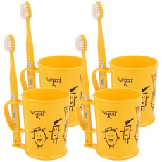 WEDENT 威登 孩童牙刷杯具組 3~5歲用, 黃色, 1組, 4組