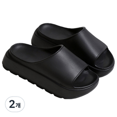 살림제작소 EVA 통통 거실 슬리퍼, 블랙, 2개