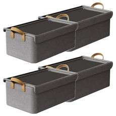 小麥購物 衣物收納箱 L2373 27L, 黑灰色, 4個