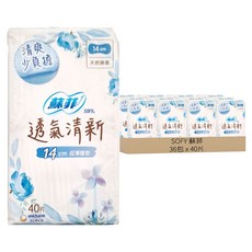 SOFY 蘇菲 極淨肌 透氣清新超薄護墊 天然無香, 14cm, 40片, 36包