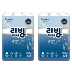 Living SOFT TISSUE Sun&White 3層天然紙漿高級捲筒衛生紙, 30m, 2個, 30捲