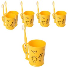 加寬兒童初中刷牙杯套裝黃色11-13歲, 6組
