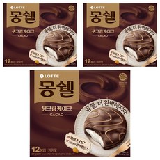LOTTE 樂天 Moncher 奶油夾心巧克力派 可可口味 (12個), 408g, 3盒