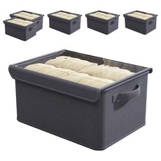 ANTIAN 衣物收納盒 附可折疊透明側翻防塵蓋 55L, 灰色, 6個