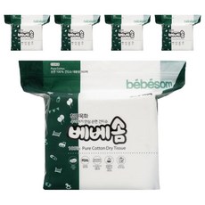 베베솜 표백 건티슈 순면 아기물티슈 리필형, 60g, 360매, 5개