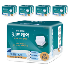 잇츠케어 남녀공용 성인용 기저귀 팬티형, 중형, 10개입, 5개