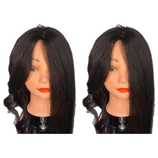 인모 연습용 전체 가발 55cm, 검정, 2개