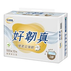 倍潔雅 好韌真 抽取式衛生紙 3層 100張, 10包, 1袋