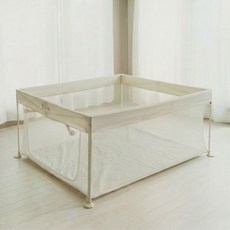 헬로디노 휴대용 원터치 사각 베이비룸 중형, 베이지, 1개