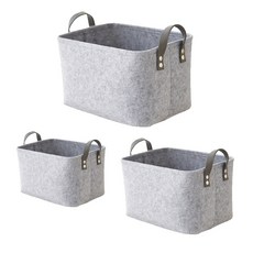 MINIPLE 可折疊整理籃3件組, 灰色, 1套