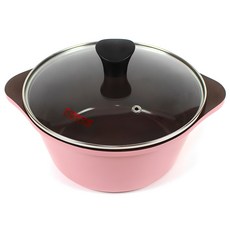 Kitchen-Art 附蓋陶瓷雙耳湯鍋, 粉色, 20cm, 1個