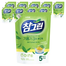 참그린 레몬 녹차 뽀드득 어드밴스 주방세제 리필, 1.2L, 10개