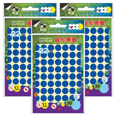 鶴屋 圓形 圓點標籤 121C 藍色, 3個, 630個裝