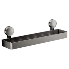 吸盤式帶勾帶桿置物架 40cm 免釘安裝 浴室廚房收納, 槍灰色, 1個