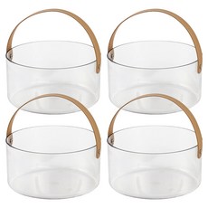 懶角落 皮革提把水果籃, 大, 透明, 4個