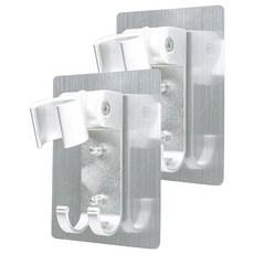 FAmILyLIFE 生活 鋁合金可調式無痕貼蓮蓬頭專用掛架, 銀色, 2個