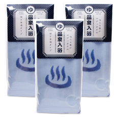 YOKOZUNA CREATiON 溫泉圖案印花硬質沐浴巾, 3個, 藍色, 1入